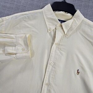 Ralph Lauren Shirt Mens XL Yellow Stripe Long Sleeve Blake Button Down Pony Logo